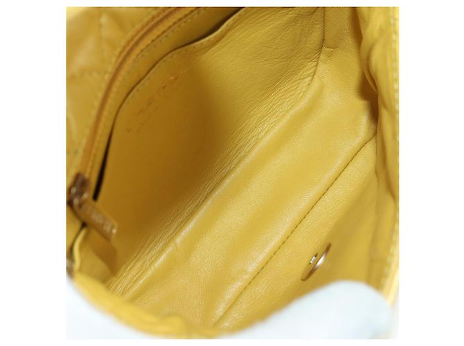 CHANEL Mini Matelasse 16 Chain Bag Lamb Skin Yellow Gold CC Auth 178543SAV D'oro Giallo - vista 10
