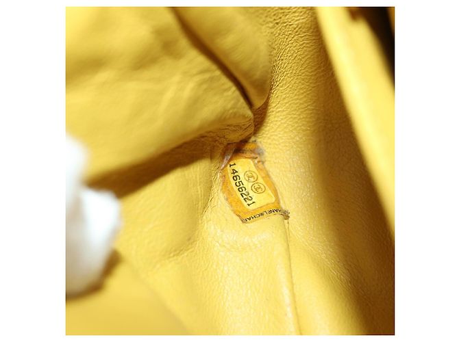 CHANEL Mini Matelasse 16 Chain Bag Lamb Skin Yellow Gold CC Auth 178543SAV D'oro Giallo - vista 11