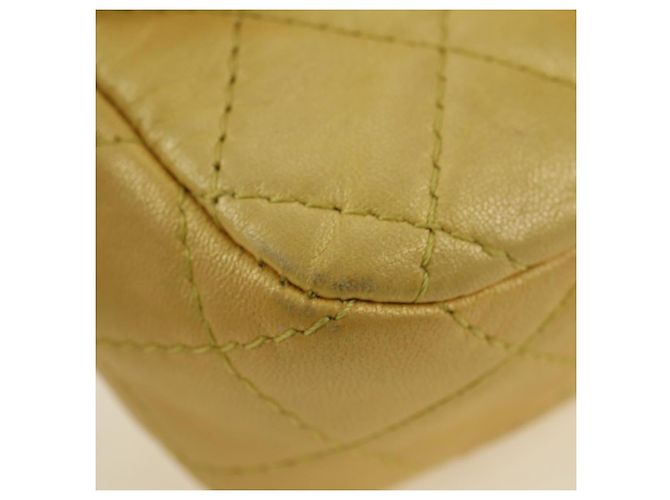CHANEL Mini Matelasse 16 Chain Bag Lamb Skin Yellow Gold CC Auth 178543SAV D'oro Giallo - vista 16