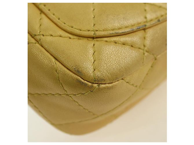 CHANEL Mini Matelasse 16 Chain Bag Lamb Skin Yellow Gold CC Auth 178543SAV D'oro Giallo - vista 17