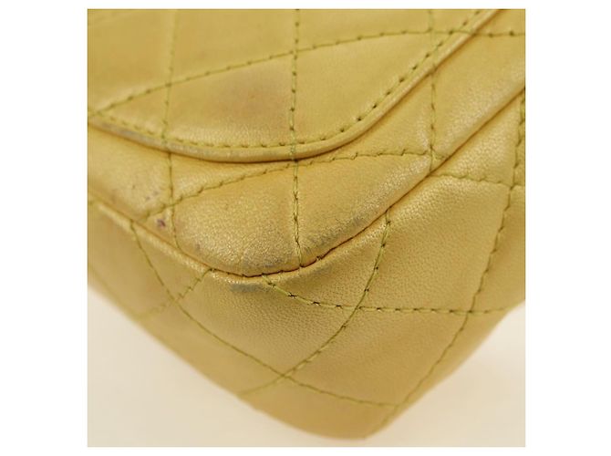 CHANEL Mini Matelasse 16 Chain Bag Lamb Skin Yellow Gold CC Auth 178543SAV D'oro Giallo - vista 18