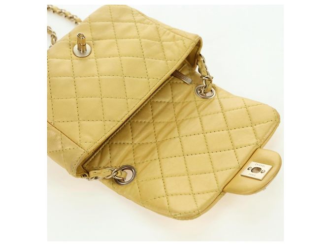 CHANEL Mini Matelasse 16 Chain Bag Lamb Skin Yellow Gold CC Auth 178543SAV D'oro Giallo - vista 20