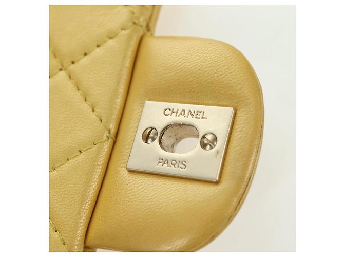 CHANEL Mini Matelasse 16 Chain Bag Lamb Skin Yellow Gold CC Auth 178543SAV D'oro Giallo - vista 21