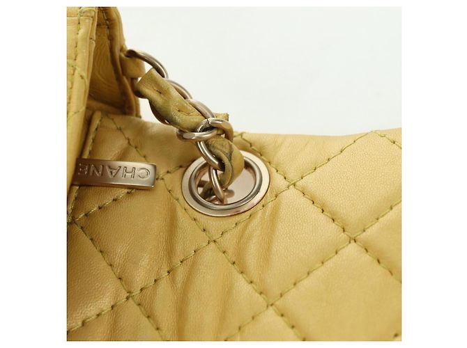 CHANEL Mini Matelasse 16 Chain Bag Lamb Skin Yellow Gold CC Auth 178543SAV D'oro Giallo - vista 22