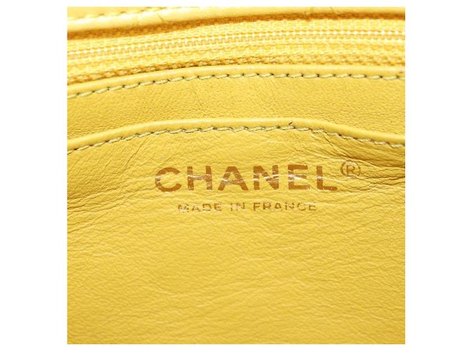 CHANEL Mini Matelasse 16 Chain Bag Lamb Skin Yellow Gold CC Auth 178543SAV D'oro Giallo - vista 23