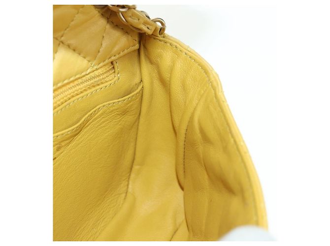 CHANEL Mini Matelasse 16 Chain Bag Lamb Skin Yellow Gold CC Auth 178543SAV D'oro Giallo - vista 24