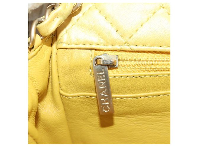 CHANEL Mini Matelasse 16 Chain Bag Lamb Skin Yellow Gold CC Auth 178543SAV D'oro Giallo - vista 26