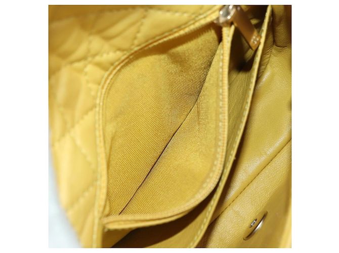 CHANEL Mini Matelasse 16 Chain Bag Lamb Skin Yellow Gold CC Auth 178543SAV D'oro Giallo - vista 27