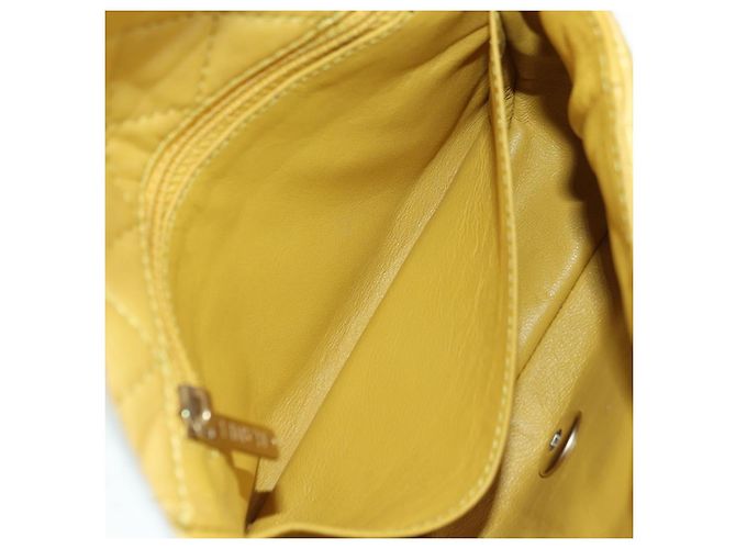 CHANEL Mini Matelasse 16 Chain Bag Lamb Skin Yellow Gold CC Auth 178543SAV D'oro Giallo - vista 28