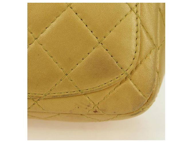 CHANEL Mini Matelasse 16 Chain Bag Lamb Skin Yellow Gold CC Auth 178543SAV D'oro Giallo - vista 3