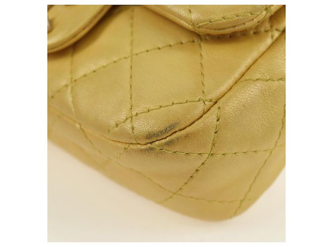 CHANEL Mini Matelasse 16 Chain Bag Lamb Skin Yellow Gold CC Auth 178543SAV D'oro Giallo - vista 9