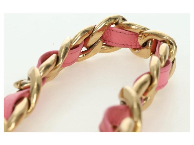CHANEL Matelasse Chain Shoulder Bag Lamb Skin Pink Gold CC Auth 177321SAM Rosa D'oro - vista 14