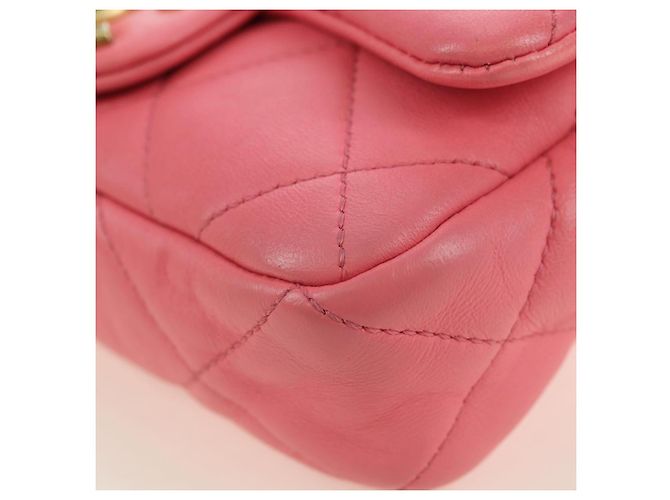 CHANEL Matelasse Chain Shoulder Bag Lamb Skin Pink Gold CC Auth 177321SAM Rosa D'oro - vista 15