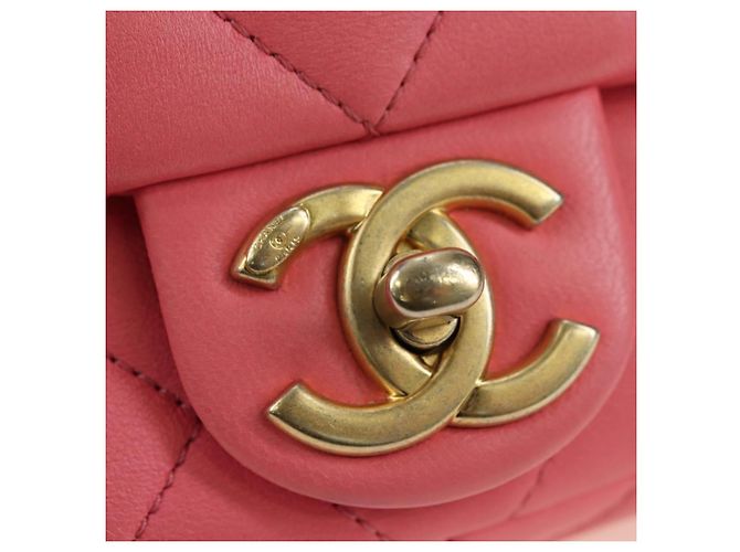 CHANEL Matelasse Chain Shoulder Bag Lamb Skin Pink Gold CC Auth 177321SAM Rosa D'oro - vista 18