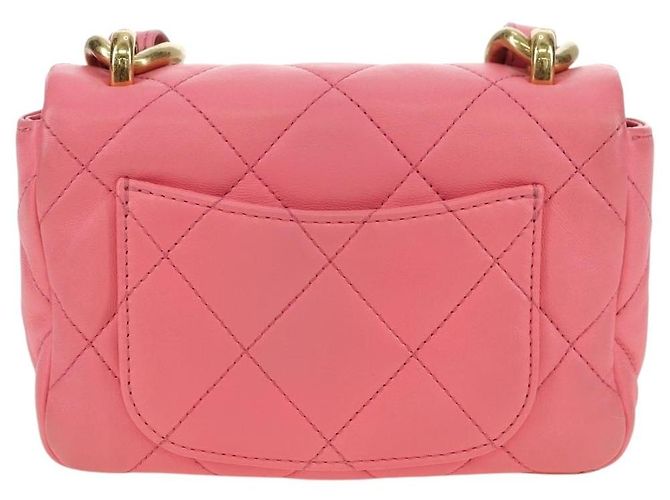 CHANEL Matelasse Chain Shoulder Bag Lamb Skin Pink Gold CC Auth 177321SAM Rosa D'oro - vista 2