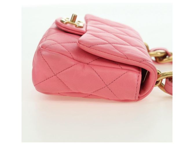 CHANEL Matelasse Chain Shoulder Bag Lamb Skin Pink Gold CC Auth 177321SAM Rosa D'oro - vista 4
