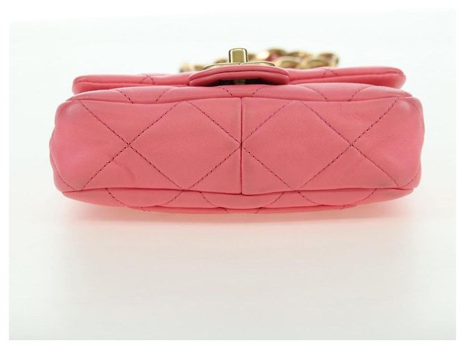 CHANEL Matelasse Chain Shoulder Bag Lamb Skin Pink Gold CC Auth 177321SAM Rosa D'oro - vista 5