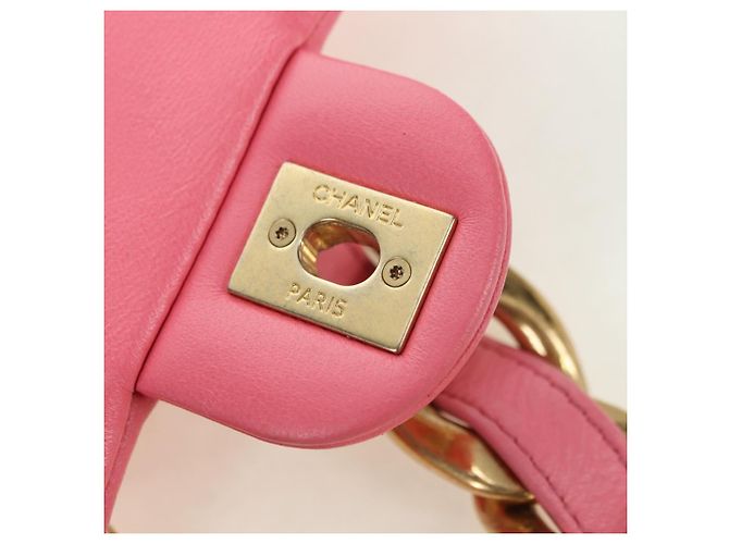 CHANEL Matelasse Chain Shoulder Bag Lamb Skin Pink Gold CC Auth 177321SAM Rosa D'oro - vista 9