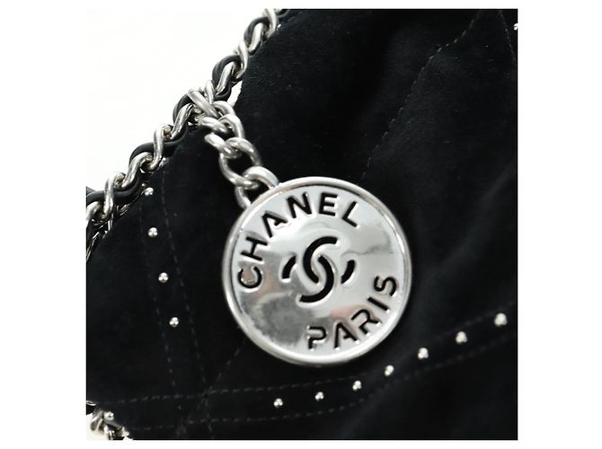 CHANEL 22 Borsa a Spalla con Cordino in Scamosciato Nero e Argento CC Auth BA12610SM - vista 20