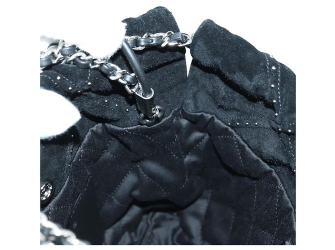 CHANEL 22 Borsa a Spalla con Cordino in Scamosciato Nero e Argento CC Auth BA12610SM - vista 23
