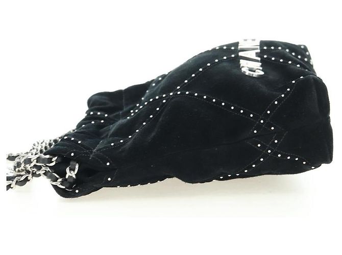 CHANEL 22 Borsa a Spalla con Cordino in Scamosciato Nero e Argento CC Auth BA12610SM - vista 3