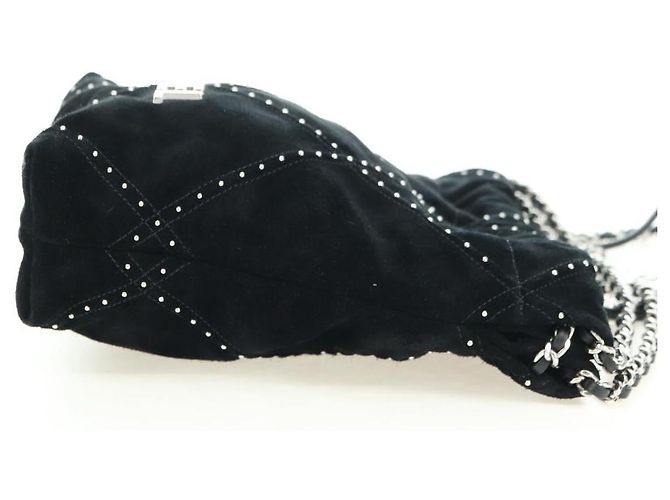 CHANEL 22 Borsa a Spalla con Cordino in Scamosciato Nero e Argento CC Auth BA12610SM - vista 4