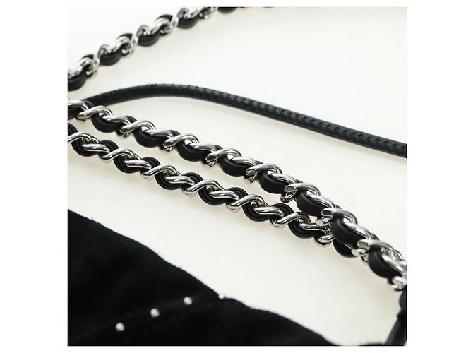 CHANEL 22 Borsa a Spalla con Cordino in Scamosciato Nero e Argento CC Auth BA12610SM - vista 7