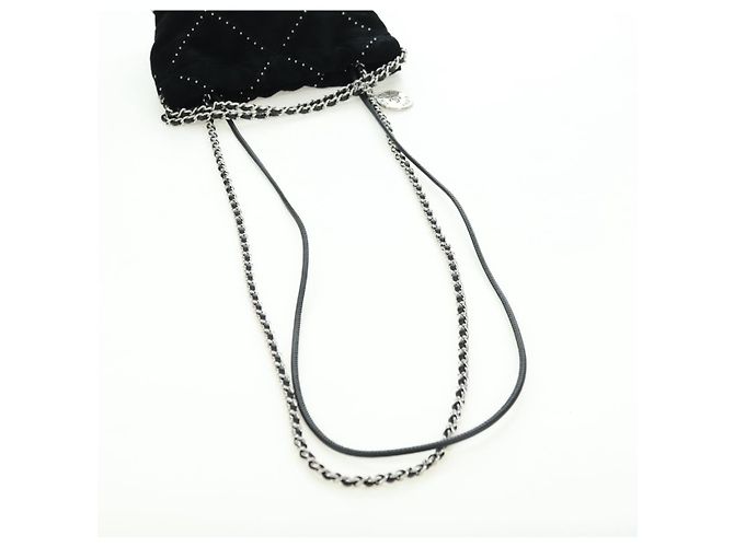 CHANEL 22 Borsa a Spalla con Cordino in Scamosciato Nero e Argento CC Auth BA12610SM - vista 8
