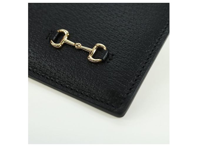 Clutch GUCCI Horsebit in pelle nera e oro 700524 Auth mr2429V Nero D'oro - vista 14