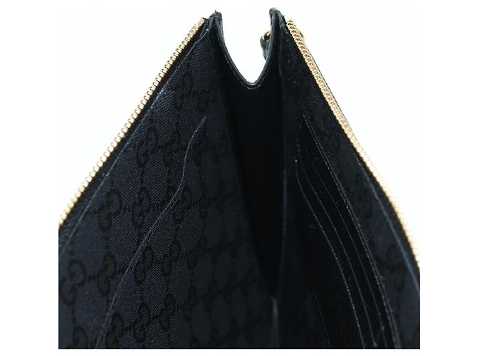 Clutch GUCCI Horsebit in pelle nera e oro 700524 Auth mr2429V Nero D'oro - vista 18