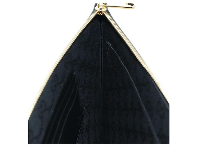 Clutch GUCCI Horsebit in pelle nera e oro 700524 Auth mr2429V Nero D'oro - vista 19
