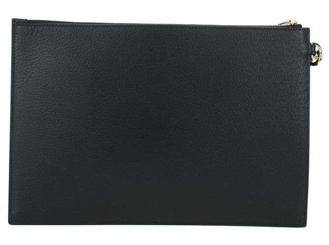 Clutch GUCCI Horsebit in pelle nera e oro 700524 Auth mr2429V Nero D'oro - vista 2