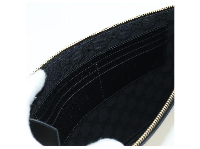 Clutch GUCCI Horsebit in pelle nera e oro 700524 Auth mr2429V Nero D'oro - vista 20