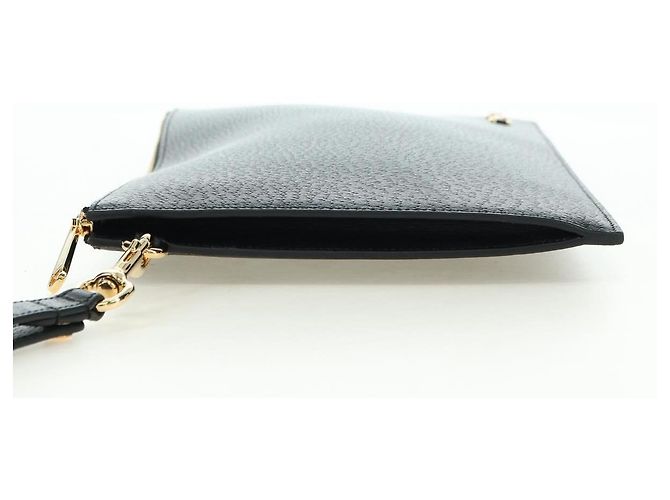 Clutch GUCCI Horsebit in pelle nera e oro 700524 Auth mr2429V Nero D'oro - vista 3
