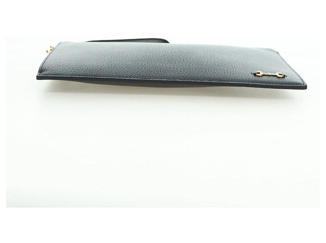 Clutch GUCCI Horsebit in pelle nera e oro 700524 Auth mr2429V Nero D'oro - vista 6