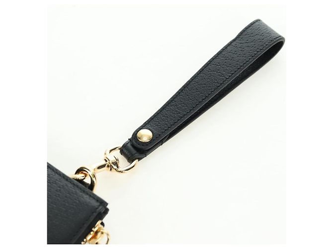 Clutch GUCCI Horsebit in pelle nera e oro 700524 Auth mr2429V Nero D'oro - vista 8