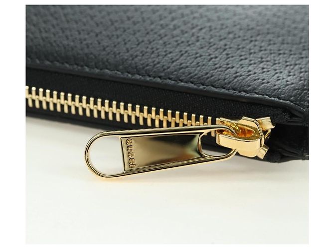 Clutch GUCCI Horsebit in pelle nera e oro 700524 Auth mr2429V Nero D'oro - vista 9