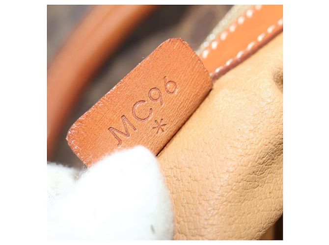 Céline Borsa Boston CELINE Macadam Canvas PVC Pelle 2way Marrone Oro Auth ep14007 D'oro - vista 11