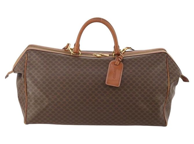 Céline Borsa Boston CELINE Macadam Canvas PVC Pelle 2way Marrone Oro Auth ep14007 D'oro - vista 13