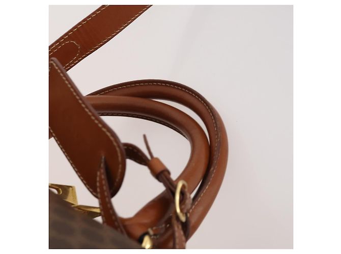 Céline Borsa Boston CELINE Macadam Canvas PVC Pelle 2way Marrone Oro Auth ep14007 D'oro - vista 15