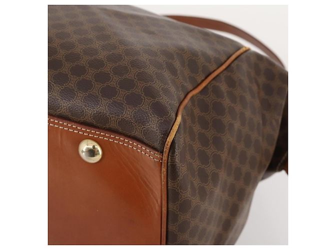 Céline Borsa Boston CELINE Macadam Canvas PVC Pelle 2way Marrone Oro Auth ep14007 D'oro - vista 16
