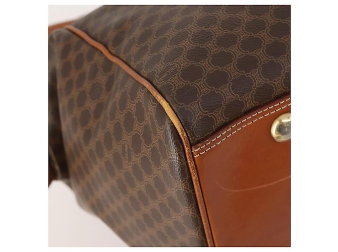Céline Borsa Boston CELINE Macadam Canvas PVC Pelle 2way Marrone Oro Auth ep14007 D'oro - vista 17