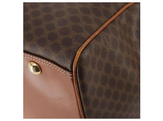 Céline Borsa Boston CELINE Macadam Canvas PVC Pelle 2way Marrone Oro Auth ep14007 D'oro - vista 18