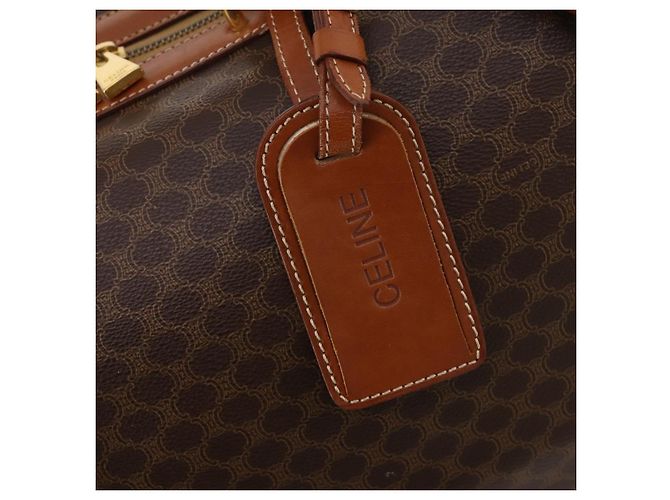 Céline Borsa Boston CELINE Macadam Canvas PVC Pelle 2way Marrone Oro Auth ep14007 D'oro - vista 19