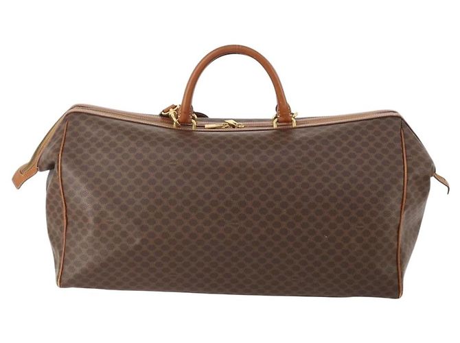 Céline Borsa Boston CELINE Macadam Canvas PVC Pelle 2way Marrone Oro Auth ep14007 D'oro - vista 2