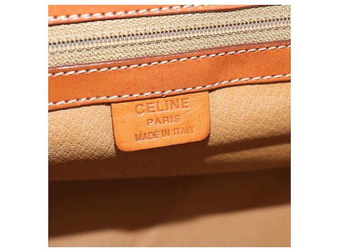 Céline Borsa Boston CELINE Macadam Canvas PVC Pelle 2way Marrone Oro Auth ep14007 D'oro - vista 23