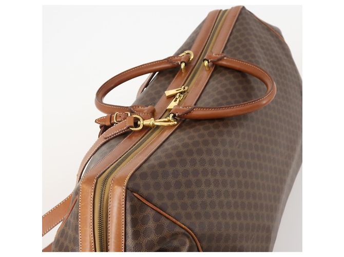 Céline Borsa Boston CELINE Macadam Canvas PVC Pelle 2way Marrone Oro Auth ep14007 D'oro - vista 6