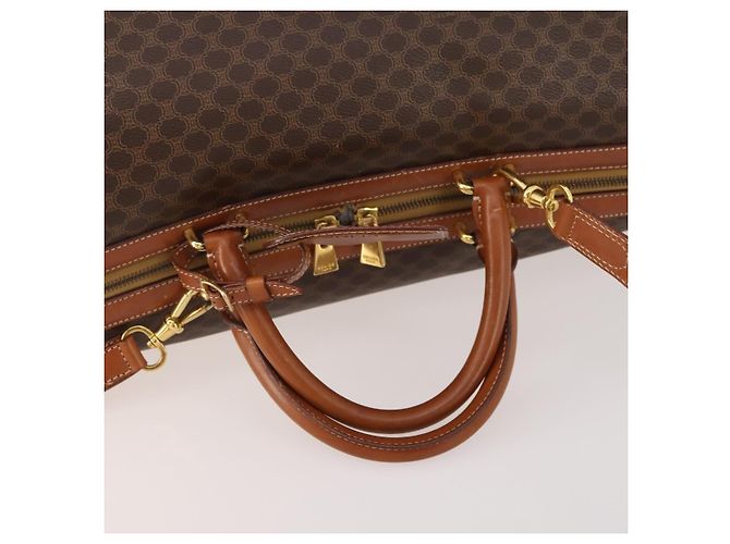 Céline Borsa Boston CELINE Macadam Canvas PVC Pelle 2way Marrone Oro Auth ep14007 D'oro - vista 8