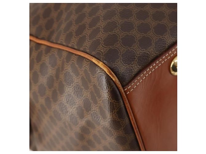 Céline Borsa Boston CELINE Macadam Canvas PVC Pelle 2way Marrone Oro Auth ep14007 D'oro - vista 9