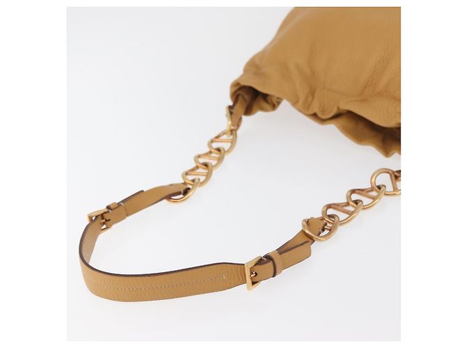 Borsa a Spalla con Catena PRADA in Pelle Beige Oro Auth 179470A D'oro - vista 7